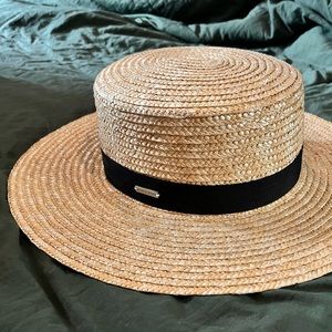 Gigipip Faye Medium Natural Straw Boater Hat sz M/L
